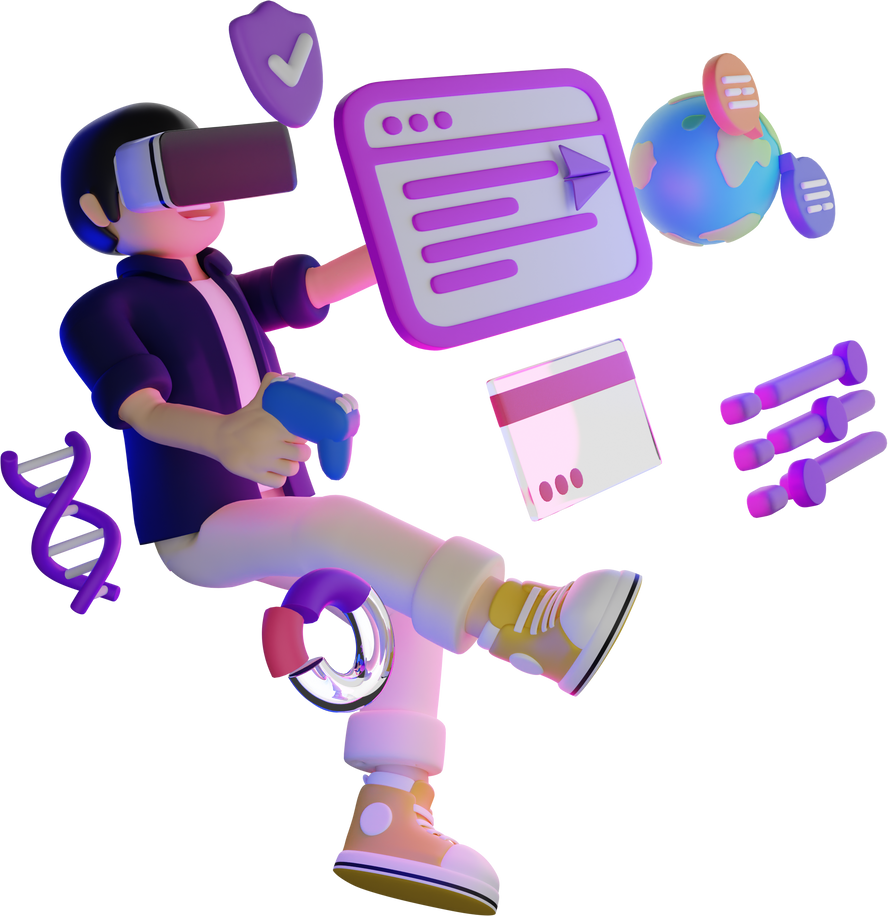 3D Purple Metaverse VR Boy Wolrd